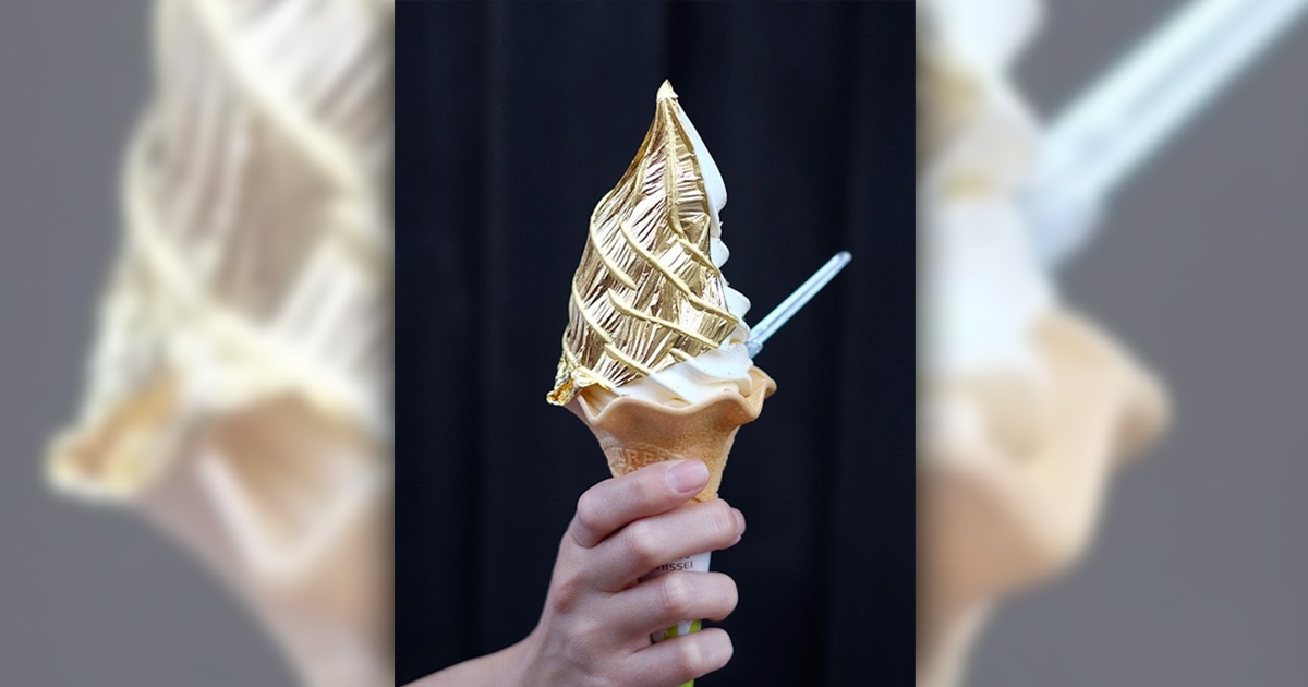 Gold covered ice cream